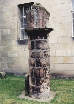 View of remains of column.