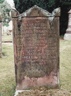 View of headstone to James Gordon.