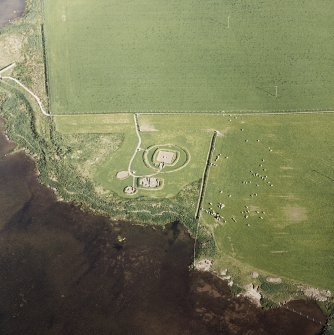 Aerial view of Orkney, Barnhouse, prehistoric settlement, taken from the NW.