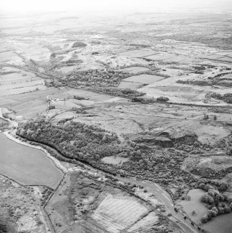 Oblique aerial view centred on the Antonine Wall at Croy Hill, with the Forth and Clyde Canal nearby, taken from the WNW