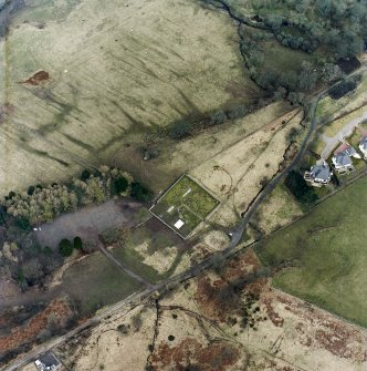 Oblique aerial view of Strathblane Junction Chamber (NS 55730 79000)