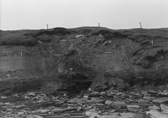 Photograph showing coastal erosion of structural features.