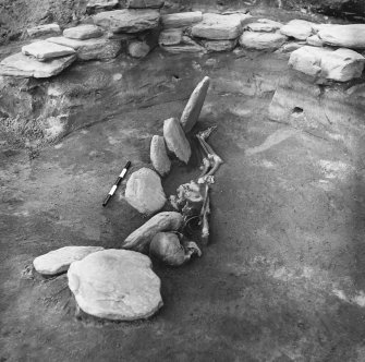 Area 1: Cairn 2, lower grave exposed, looking South.