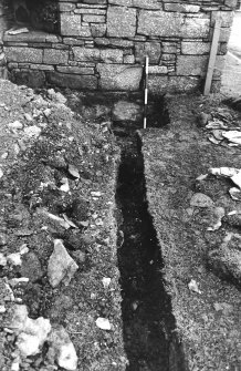 Excavation photograph : outside palace, trench after removal of paving, from north.