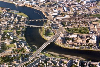 Aerial view of River Ness, Inverness, looking N.