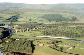Aerial view of Tomatin viaducts, S of Inverness, looking N.