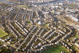 Near vertical aerial view of the centre of Inverness, looking W.
