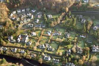 Near vertical aerial view of Lower Drummond, Inverness, looking E.