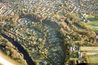 Vertical aerial view of Lower Drummond, Inverness, looking NE.