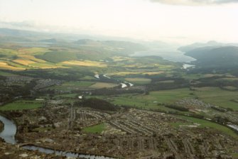 Aerial view of Inverness and Loch Ness, looking S.