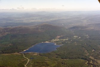 Aerial view of Loch Morlich, near Aviemore, looking N.
