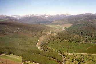 Aerial vew of Glen Lui, Cairngorms, looking N.