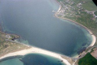 Aerial view of Churchill Barrier No. 1, Orkney, looking W.