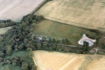 Oblique aerial view of part of Poyntzfield Estate in the NE part of the Black Isle, Ross-shire, looking S.