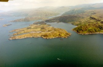 Aerial view of Oronsay, Loch Sunart, Wester Ross, looking SE.