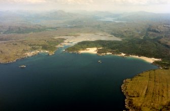 Aerial view of Kentra Bay, Ardnamurchan, Wester Ross, looking E.