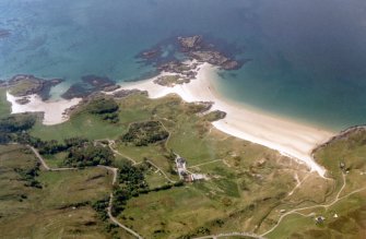 Aerial view of Camusdarach, near Mallaig, Wester Ross, looking W.