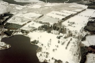 Aerial view of Loch Moy, S of Inverness, looking N.