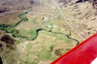 Aerial view of Ledmore and Ledmore Junction, N of Elphin, Sutherland, looking NW.