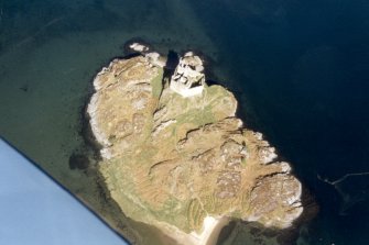 Aerial view of Castle Tioram, Moidart, Wester Ross, looking W.