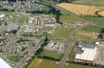 Aerial view of Raigmore Hospital Inverness, looking N.