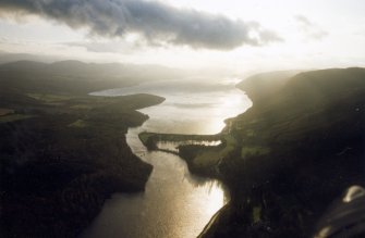 Aerial view of Loch Ness and Loch Dochfour, looking SW.