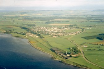 An oblique aerial view of Glenmorangie Distillery, Tain, Ross and Cromarty, looking S.