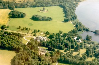 An oblique aerial view of Skibo Castle, Dornoch, Sutherland, looking S.