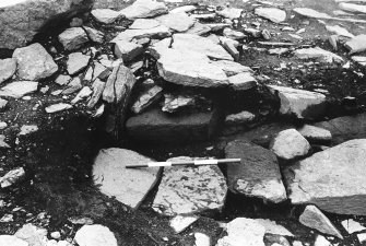 Excavation photograph : trench AH Baulk - L363 overlying wall l359 and refacing L360.

(see MS/682/120 for detailed description)