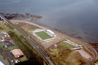 Aerial view of Tulloch Caledonian Stadium, Inverness, looking N.