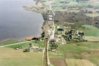 Oblique aerial view of Ardgay, Sutherland, looking SE.
