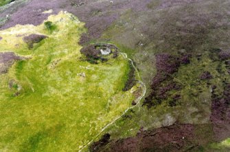 Aerial view of An Dun Broch, Berridale, Caithness, looking WNW.