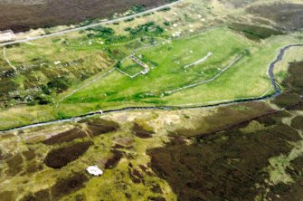 Aerial view of Cuag Township and Burn of Houstry, Dunbeath, Caithness, looking SE.