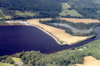 Aerial view of north end of Loch Ness, looking W.