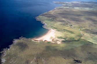 Aerial view of the coastline north of Red Point near Gairloch, Wester Ross, looking N.