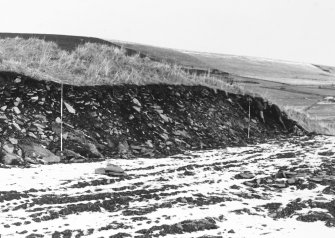 N-S section cut obliquely through broch following JCB damage. Section photographed from E (frame 2)