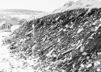 N-S section cut obliquely through broch following JCB damage. Section photographed from E (frame 3)