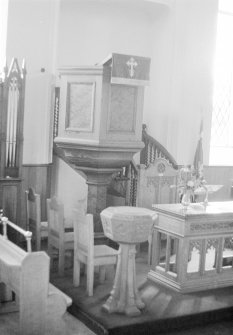 Kirkcowan Church interior, pulpit, Kirkcowan Parish