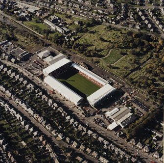 Aerial view showing Dunfermline Athletic Football Ground, Dunfermline. 