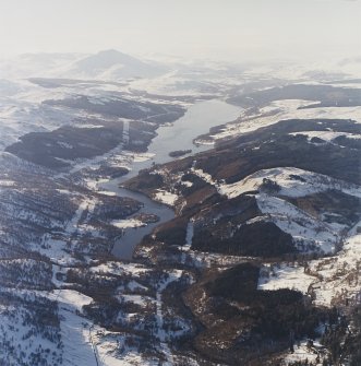 General oblique aerial view of the reservoir with Schiehallion in the distance