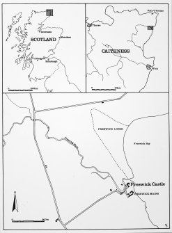 Location maps of Freswick Castle. Glasgow Archaeological Journal, vol. 11 (1984), fig.1.