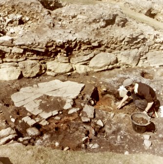 Excavation photograph of hearth area
