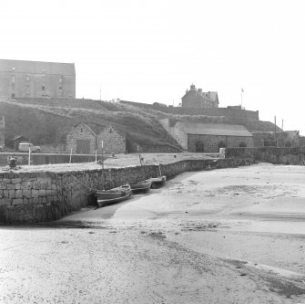 General view of buildings around Banff Harbour.