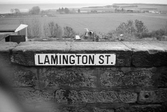 Street sign, Corner of Lamington Street and Geanies Street, Tain, Highland