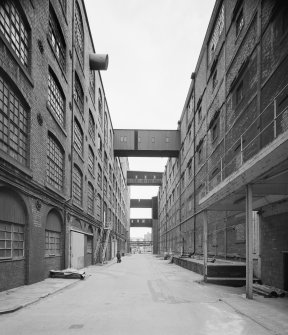 Kirkcaldy. Nairn's Linoleum works. View from North North West between two main blocks of linoleum stoves, showing walkways between  blocks