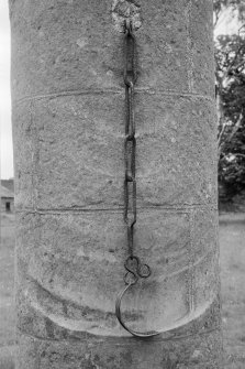 Detail of Old Fochaber's Market Cross showing iron chain or 'jougs', Gordon Castle estate.