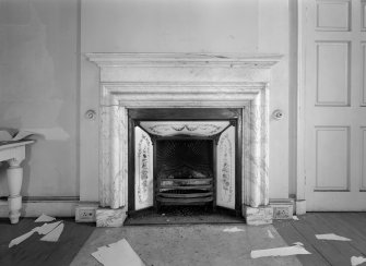 Interior view of Broxmouth Park showing fireplace.