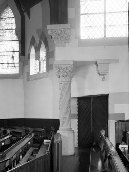 Interior view of Trinity Free Church, Irvine, showing pillar.