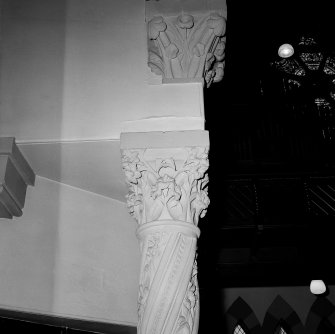 Interior view of Trinity Free Church, Irvine, showing detail of column and capital.