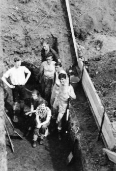 Excavation photograph: excavators at Dundarg (Jean and Marjorie sitting).